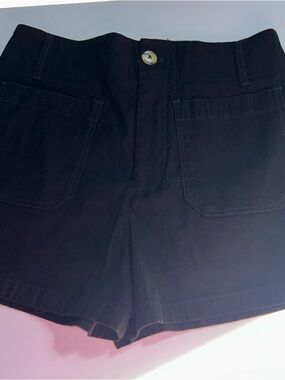 Mauve Anthropologie Black Colette High Rise Sailor Pockets Short Sz 28-EUC